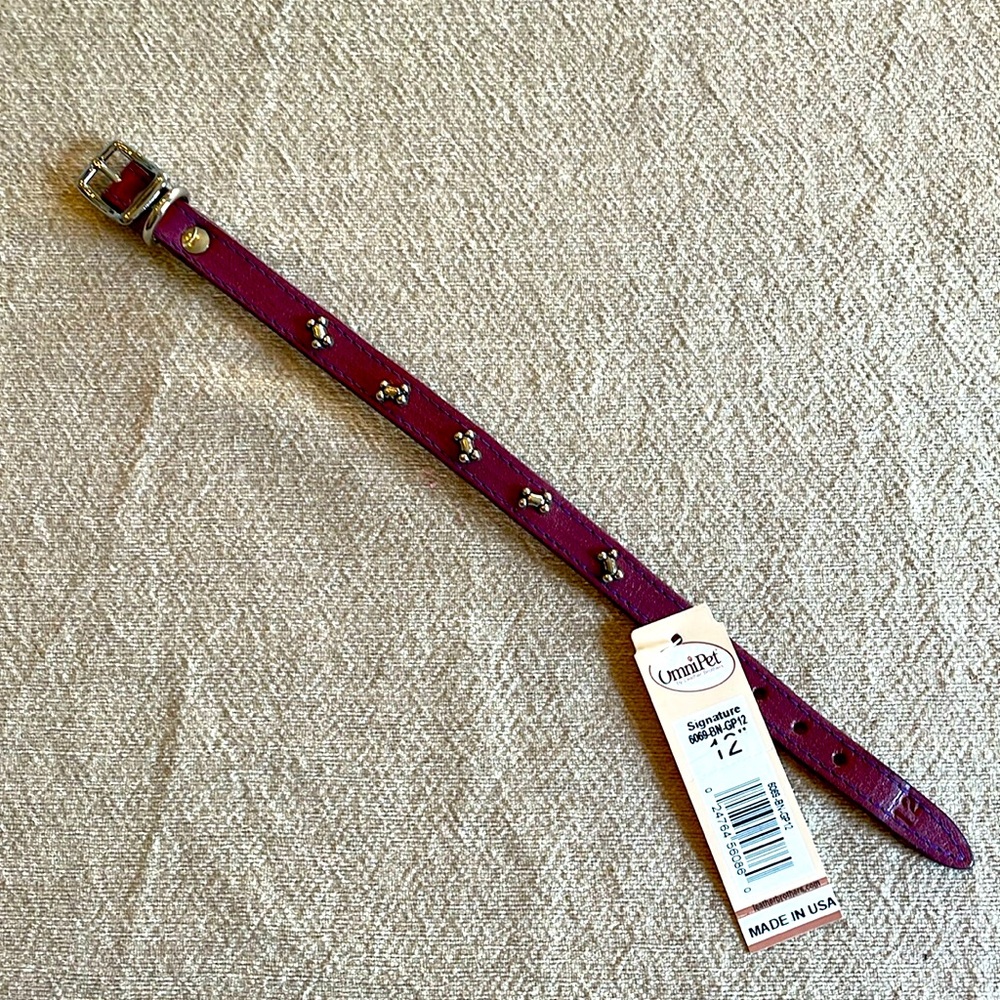 Omni Pet 12” genuine leather dog collar
